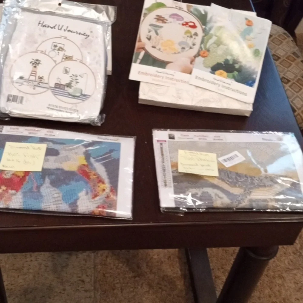 4-Sets Complete Embroidery & Diamond Painting Hobbyists Unused Four Complete Set - Picture 2 of 12